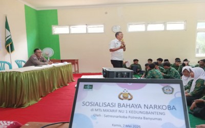 Gandeng Polresta Banyumas, MTs Ma’arif NU 1 Kedungbanteng Gelar Penyuluhan Anti-Bullying