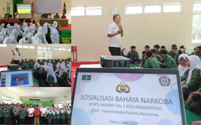 Satresnarkoba Polresta Banyumas Edukasi Bahaya Narkoba di MTs Ma’arif NU 1 Kedungbanteng